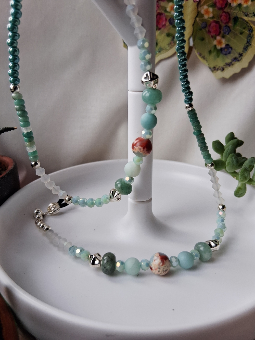 Amazonite Turquoise Seed Bead Beaded Eyewear Chain - Picture 2 of 2